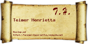 Teimer Henrietta névjegykártya